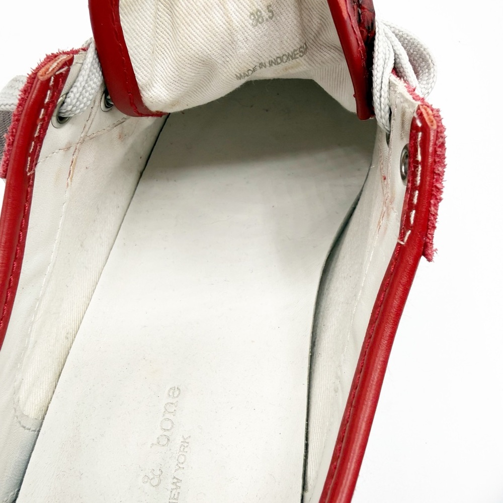 Rag & Bone RB Army Low Sneakers Red Suede Faux Snakeskin Print Size 38.5 - Picture 7 of 7